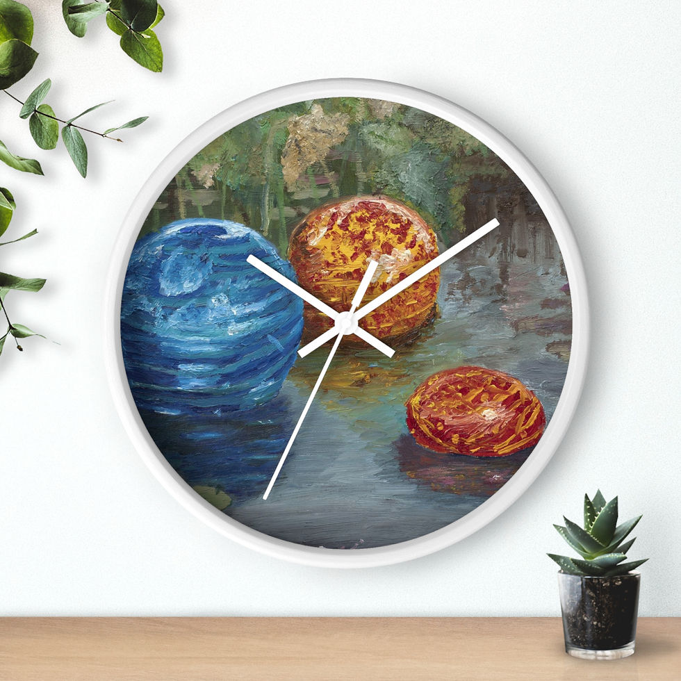 Thumbnail: Chihuly Inspired Red Blue Abstract Wall clock