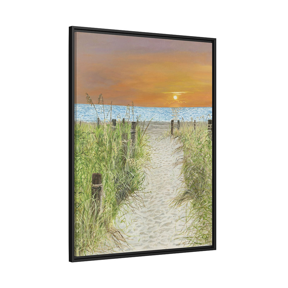 Thumbnail: Framed Sunset Path Framed Original Oil Painting Print