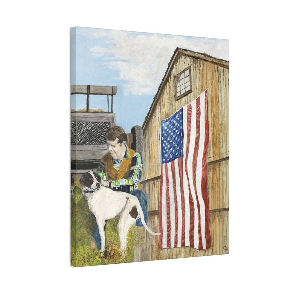 Thumbnail: Framed Jimmy Carter Presidential Peanuts Original Oil Painting Print, 0.75"