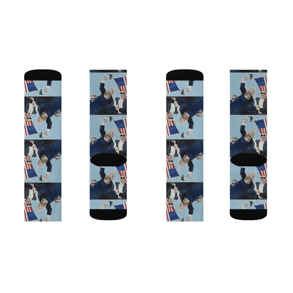 Thumbnail: President Trump Assassination Attempt Orig Painting Print Sublimation Socks