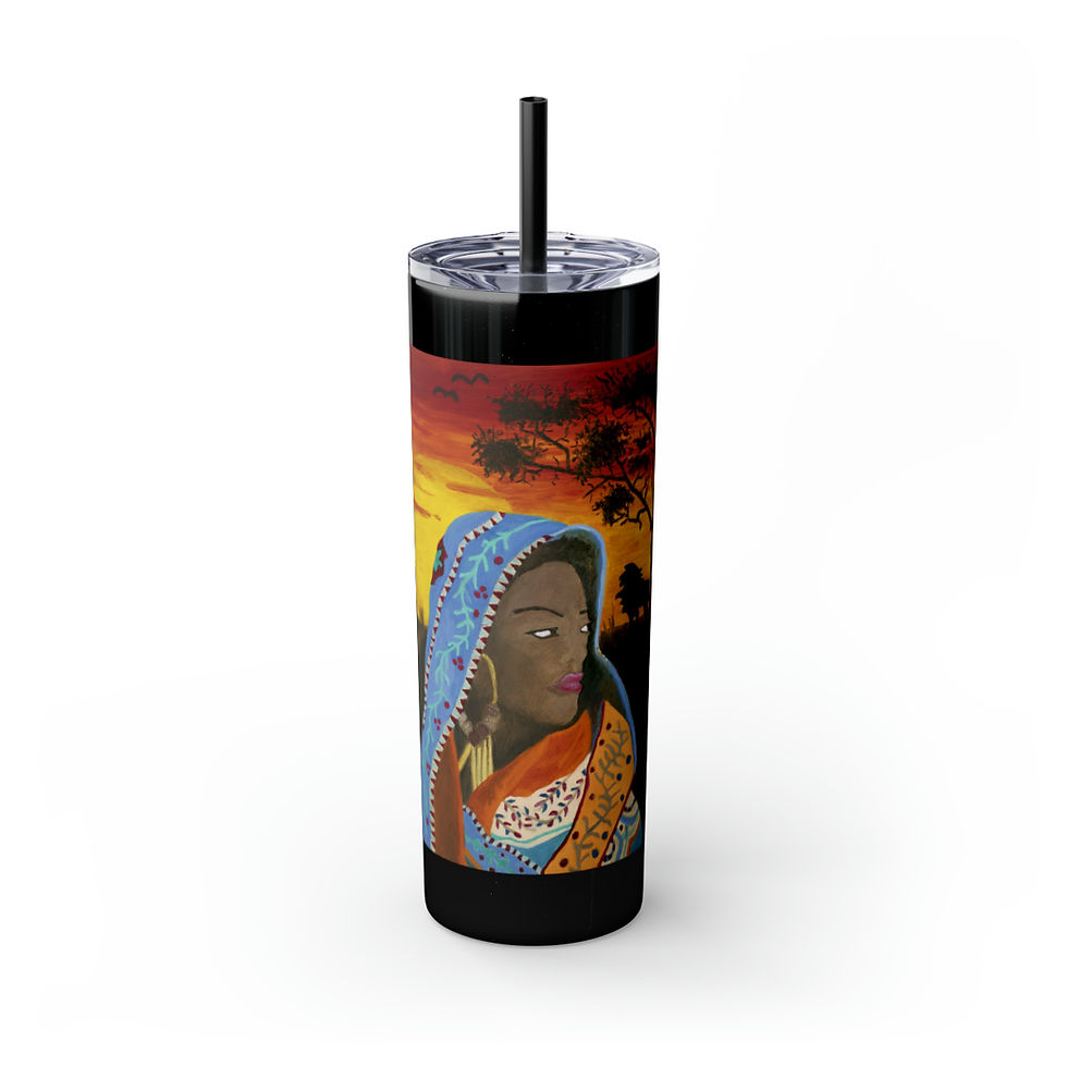 Thumbnail: Fearless Girl, Jalila, African Landscape On A Tumbler with Straw, 20oz