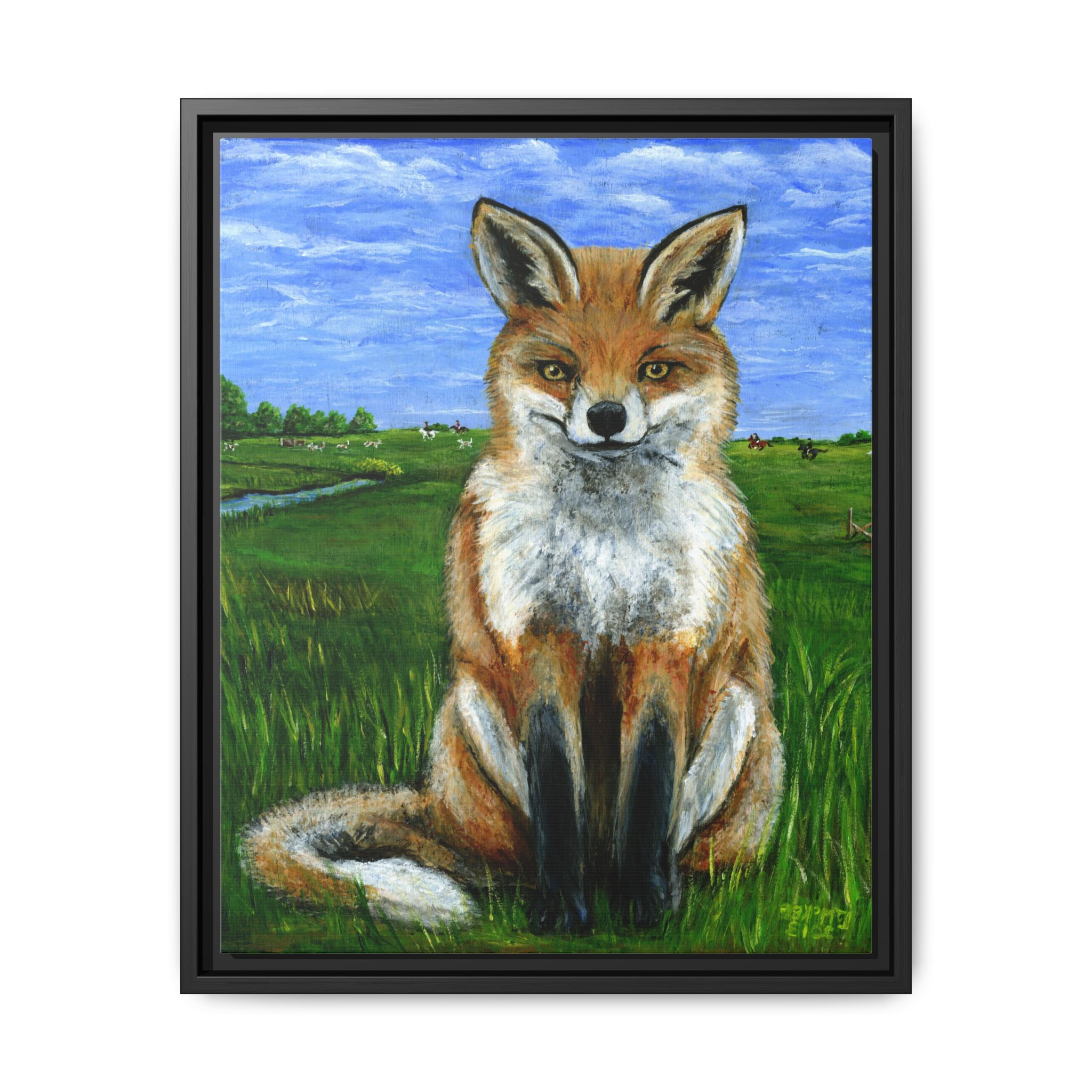 Framed Cute Woodland Fox Original Oil Painting Print