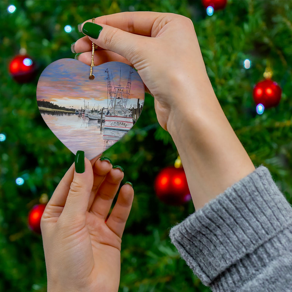Thumbnail: Calabash Docks Ceramic Ornament, 3 Shapes