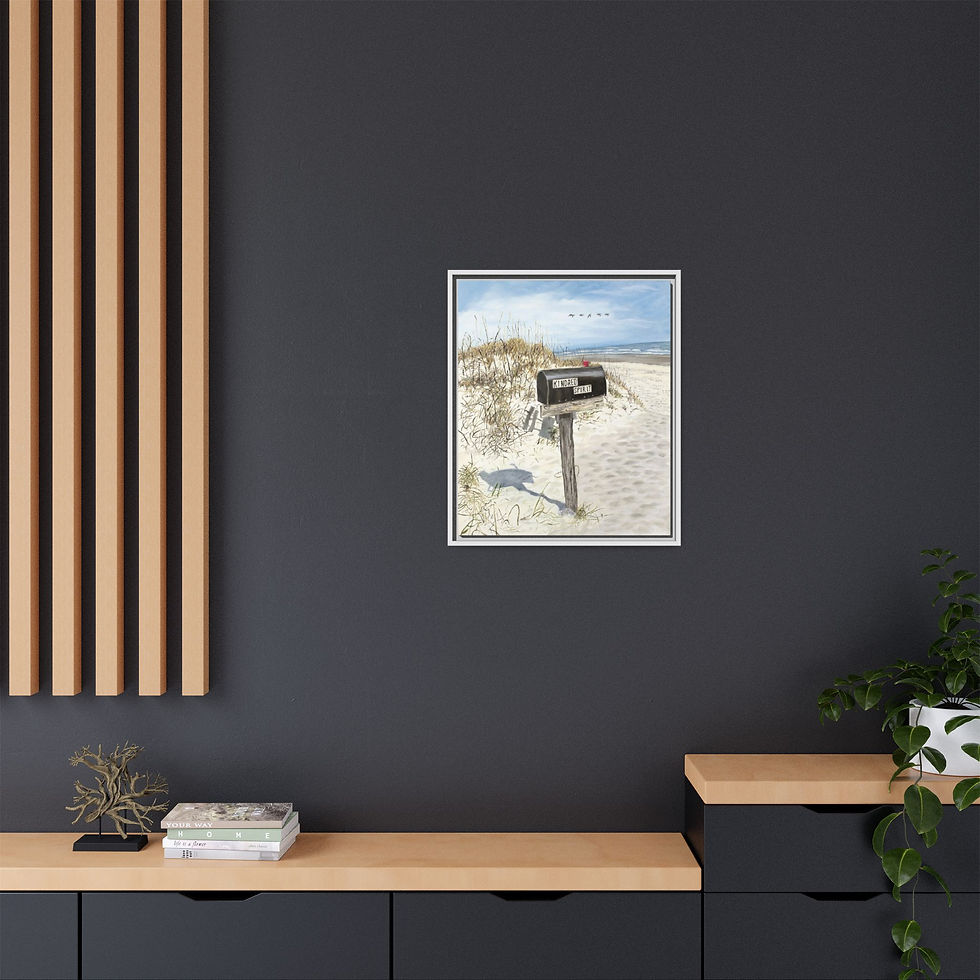 Thumbnail: Kindred Spirit Mailbox Sunset Beach Framed Canvas Painting Print