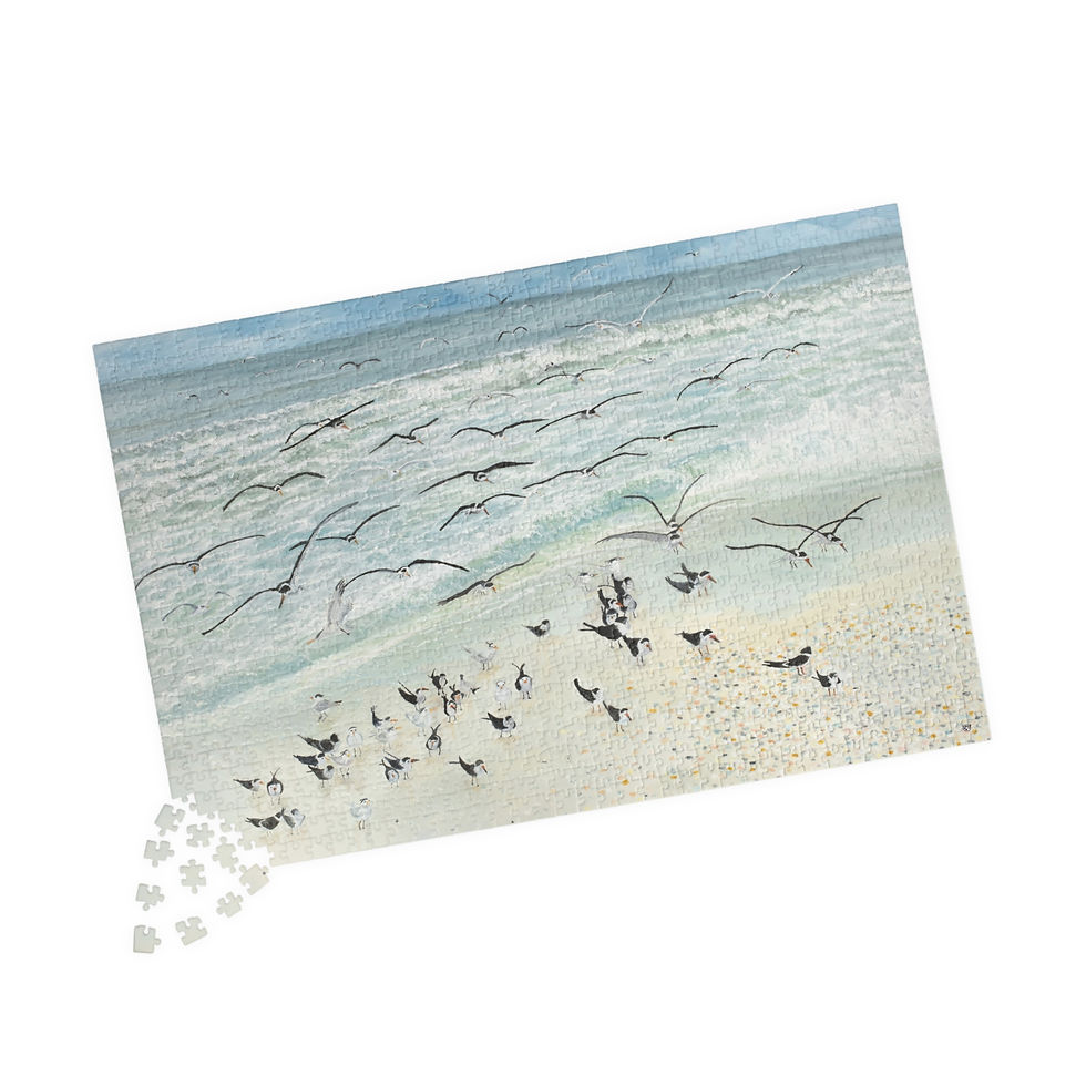 Thumbnail: Birds In Flight Original Oil Painting Print Puzzle (110, 252, 520, 1014-piece)