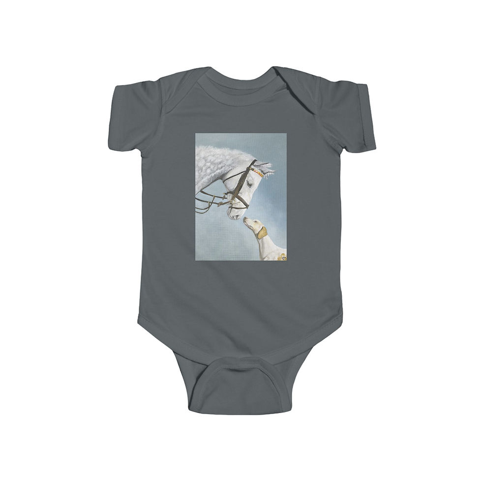 Thumbnail: Infant Bodysuit: Foxxy Friends Horse Dog Animal Print 