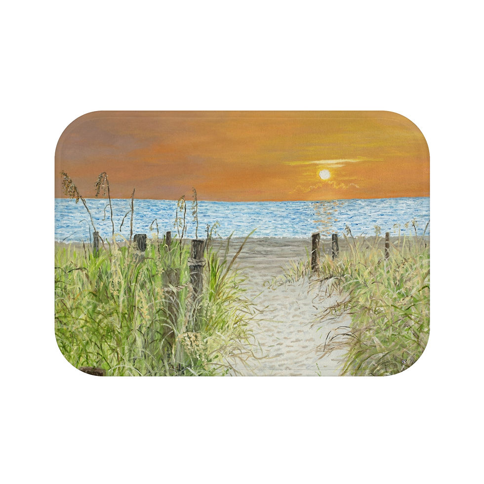 Thumbnail: Sunset Path Original Oil Painting Print Bath Mat