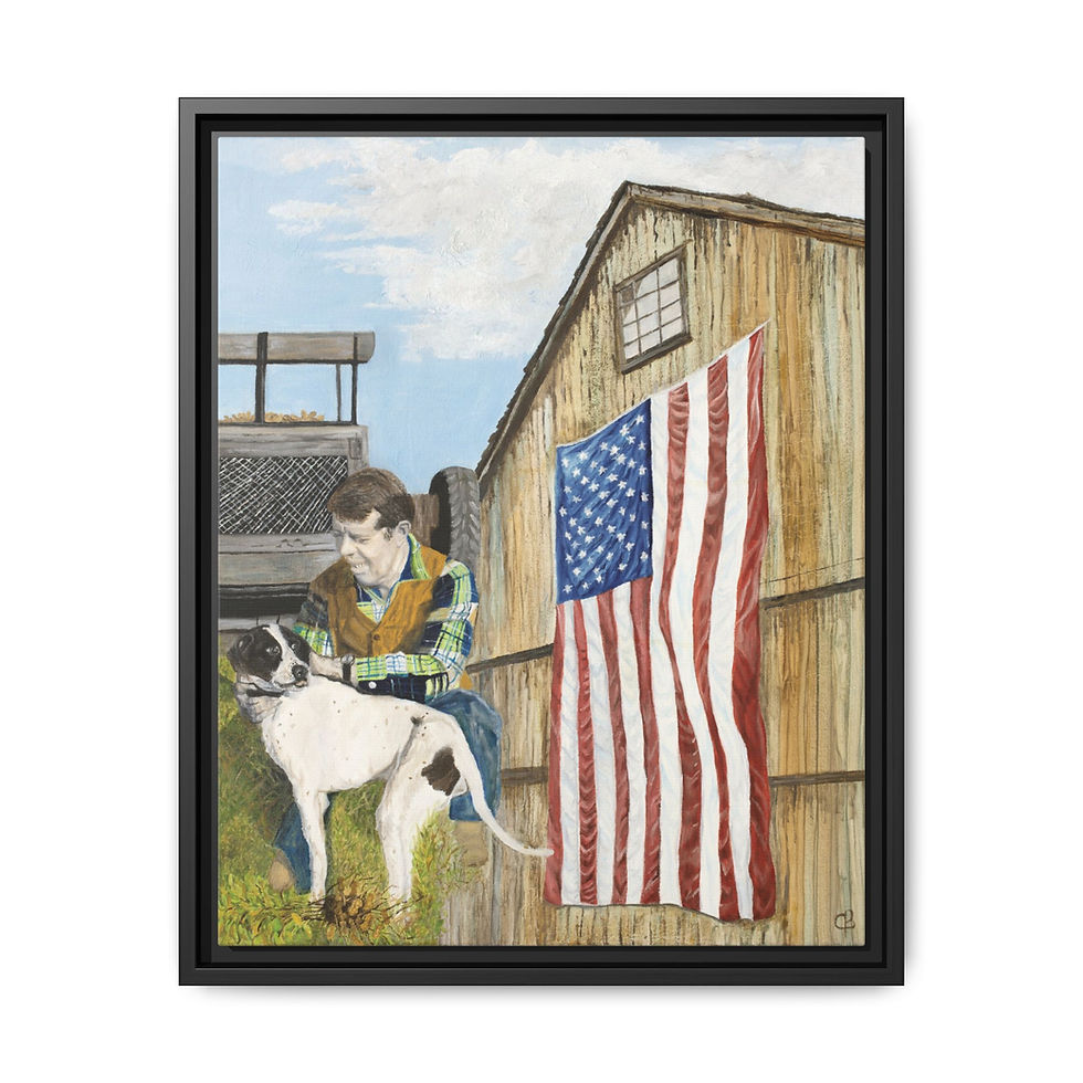 Thumbnail: Framed Jimmy Carter Presidential Peanuts Original Oil Painting Print