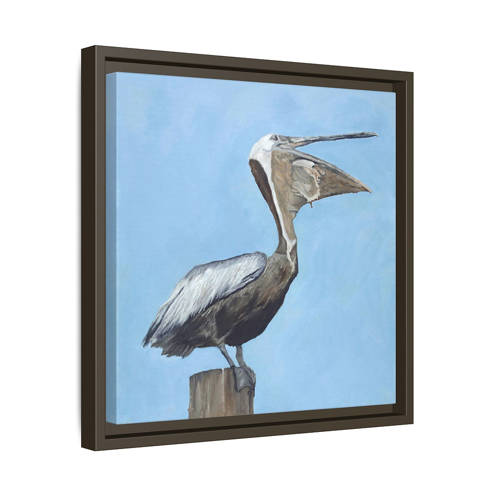Thumbnail: Framed Laughing Calabash Pelican Original Oil Painting Print