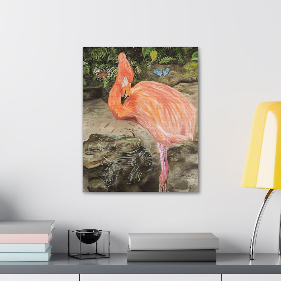 Thumbnail: Key West Flamingo Original Oil Painting Print On A 1.5 " Canvas 