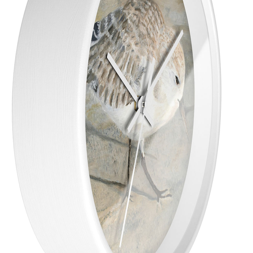 Thumbnail: Running Sandpiper Seabird Original Oil Painting Print Art On A Wall clock