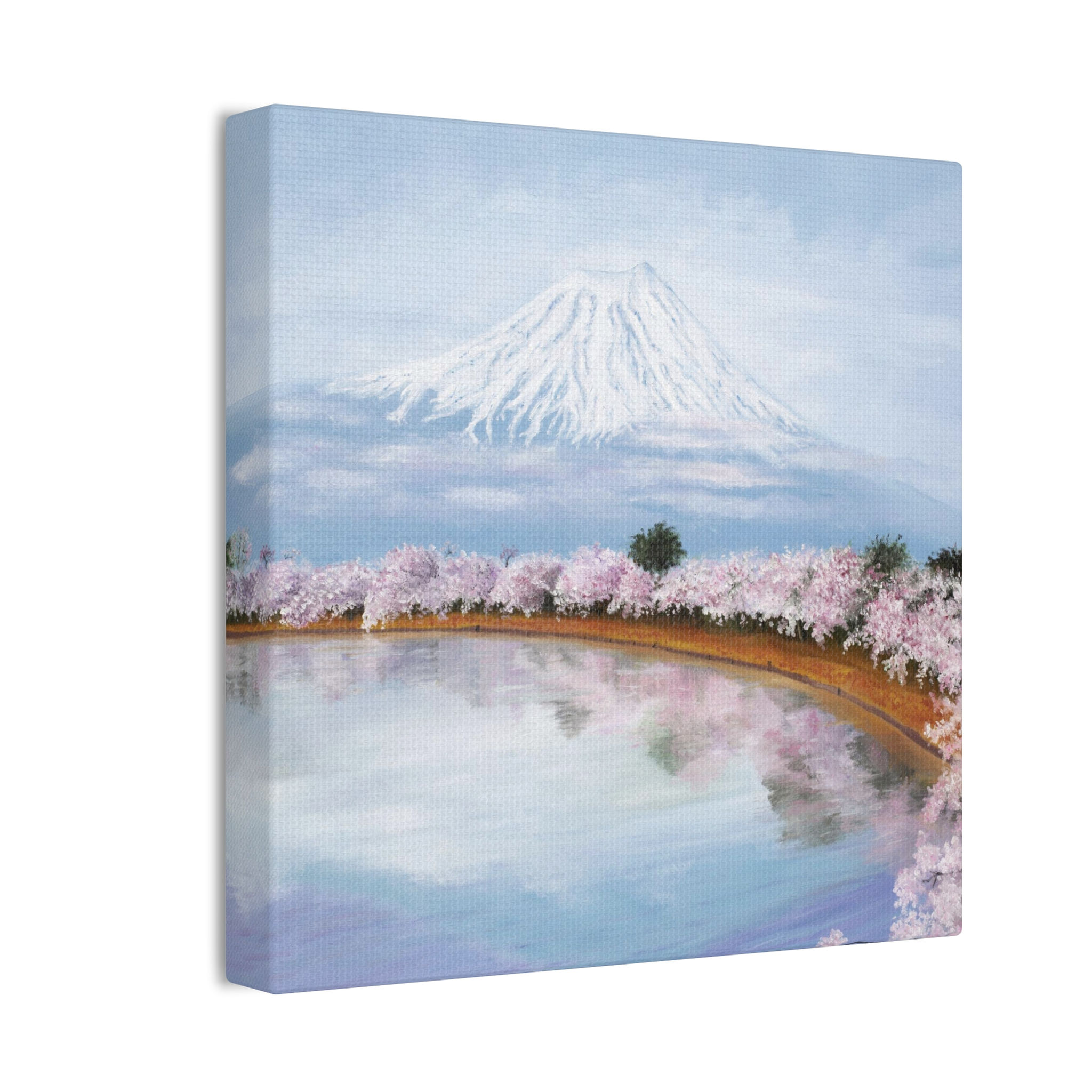 Mt Fuji with Sakura Cherry Blossom Orig Oil Painting, 0.75"