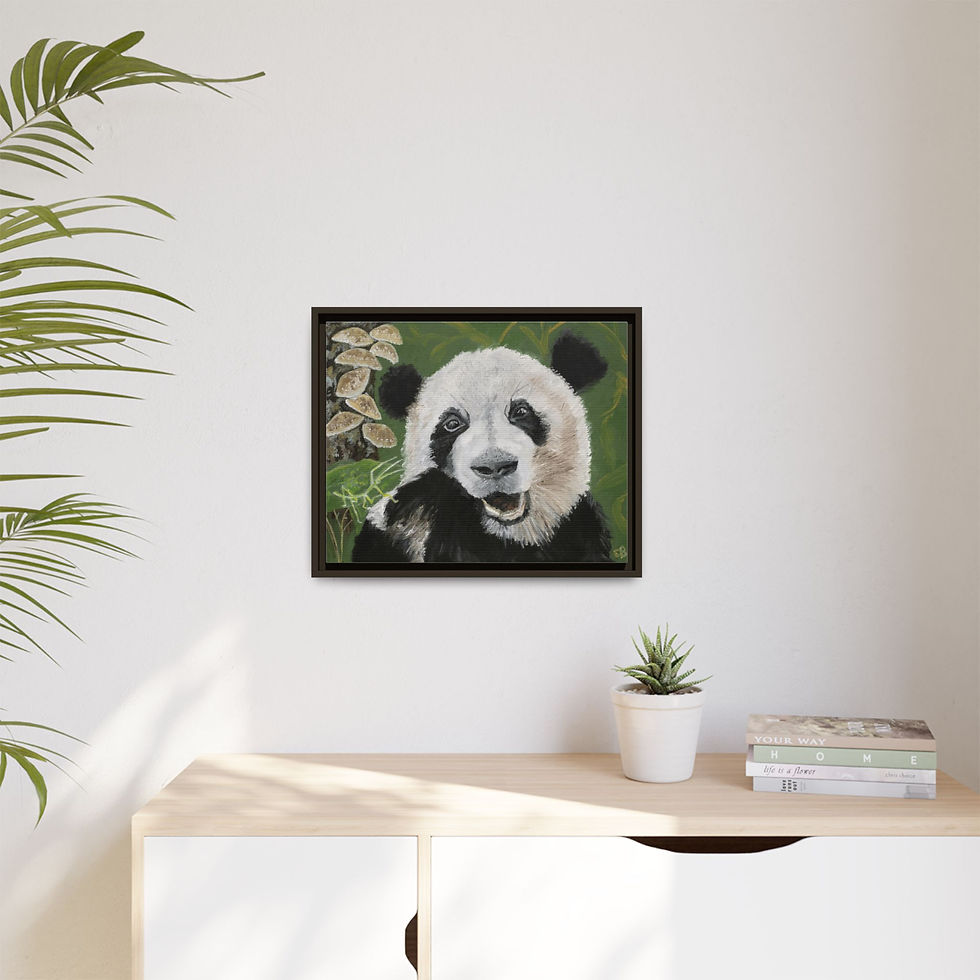 Thumbnail: Framed Panda Bear Amanda Panda Orig Oil Print