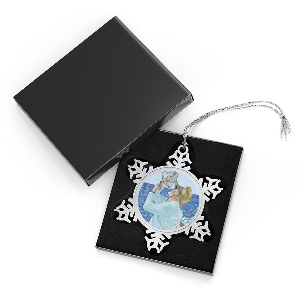 Thumbnail: Jimmy Buffet Nautical Dreamer Print On A Pewter Snowflake Ornament