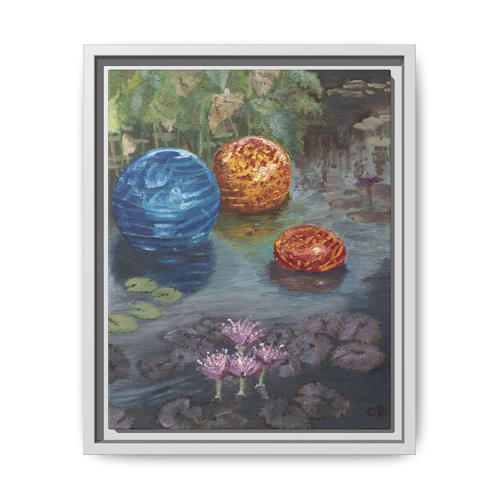 Thumbnail: Framed Chihuly Inspired Red Blue Abstract Print of Original Oil Painting Print