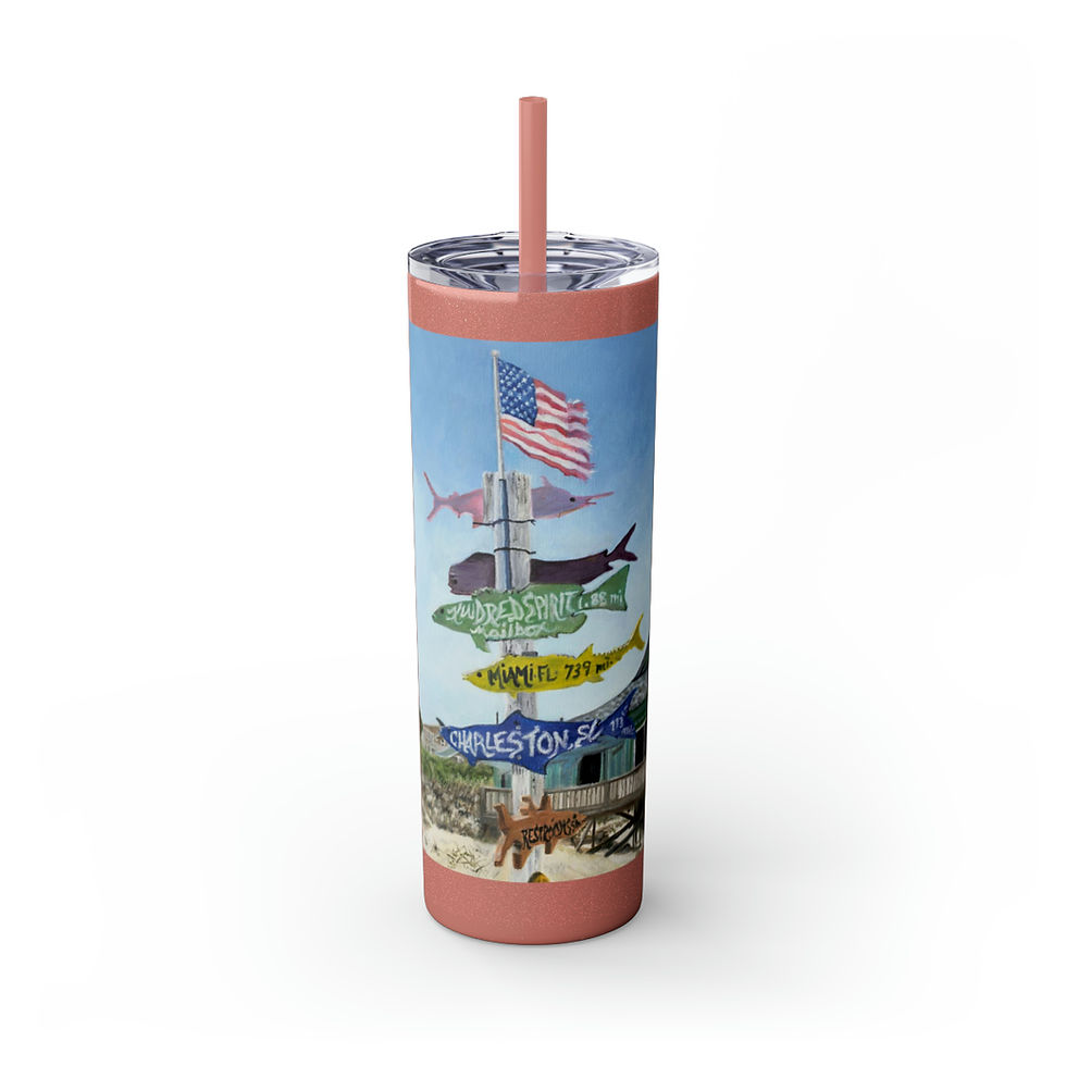 Thumbnail: Tumbler with Straw, 20oz Sunset Beach Pier Sign