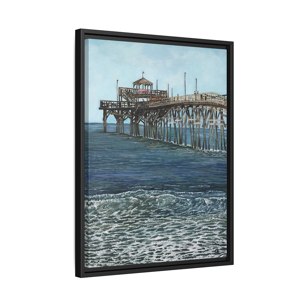 Thumbnail: Framed Nostalgic Cherry Grove Pier Orig Oil Painting Print