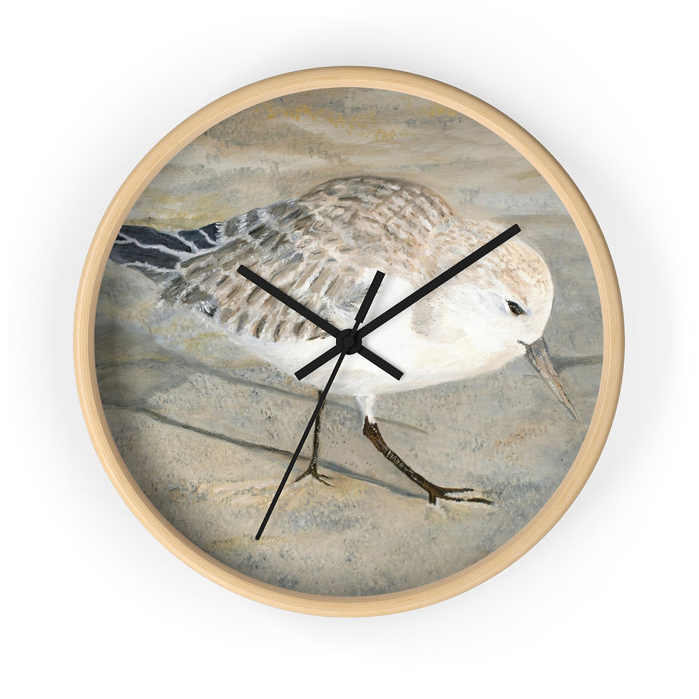 Thumbnail: Running Sandpiper Seabird Original Oil Painting Print Art On A Wall clock