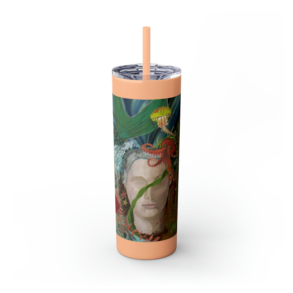 Thumbnail: Bohemian Mermaid Tumbler with Straw, 20oz