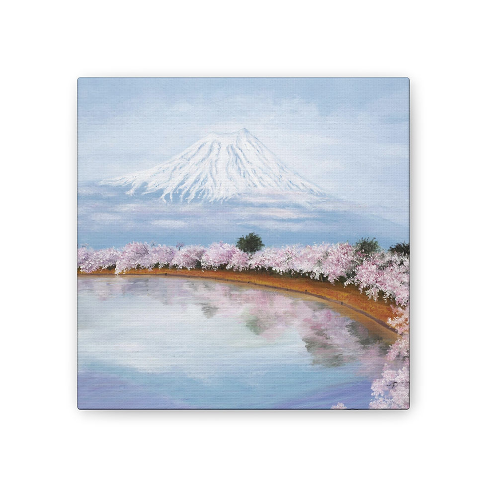 Thumbnail: Mt Fuji with Sakura Cherry Blossom Orig Oil Painting, 0.75"