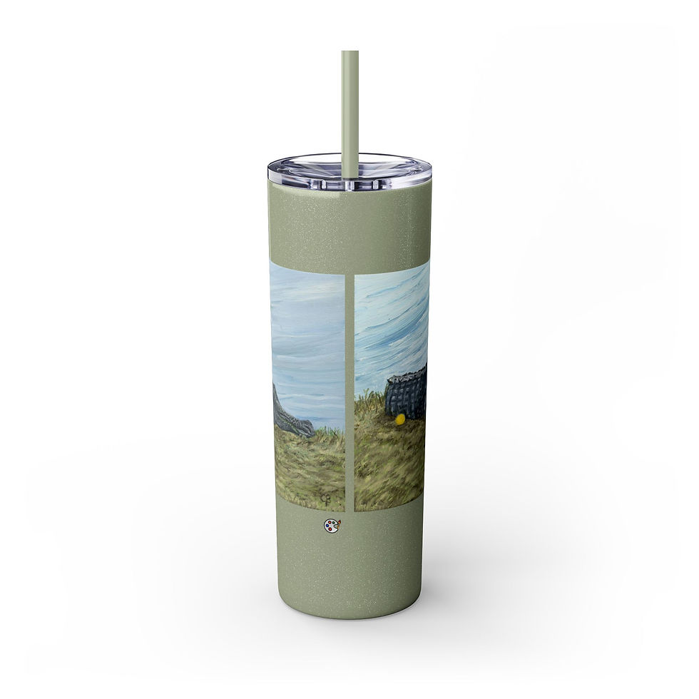 Thumbnail: Fairway Hazard Original Oil Painting On A Tumbler with Straw, 20oz