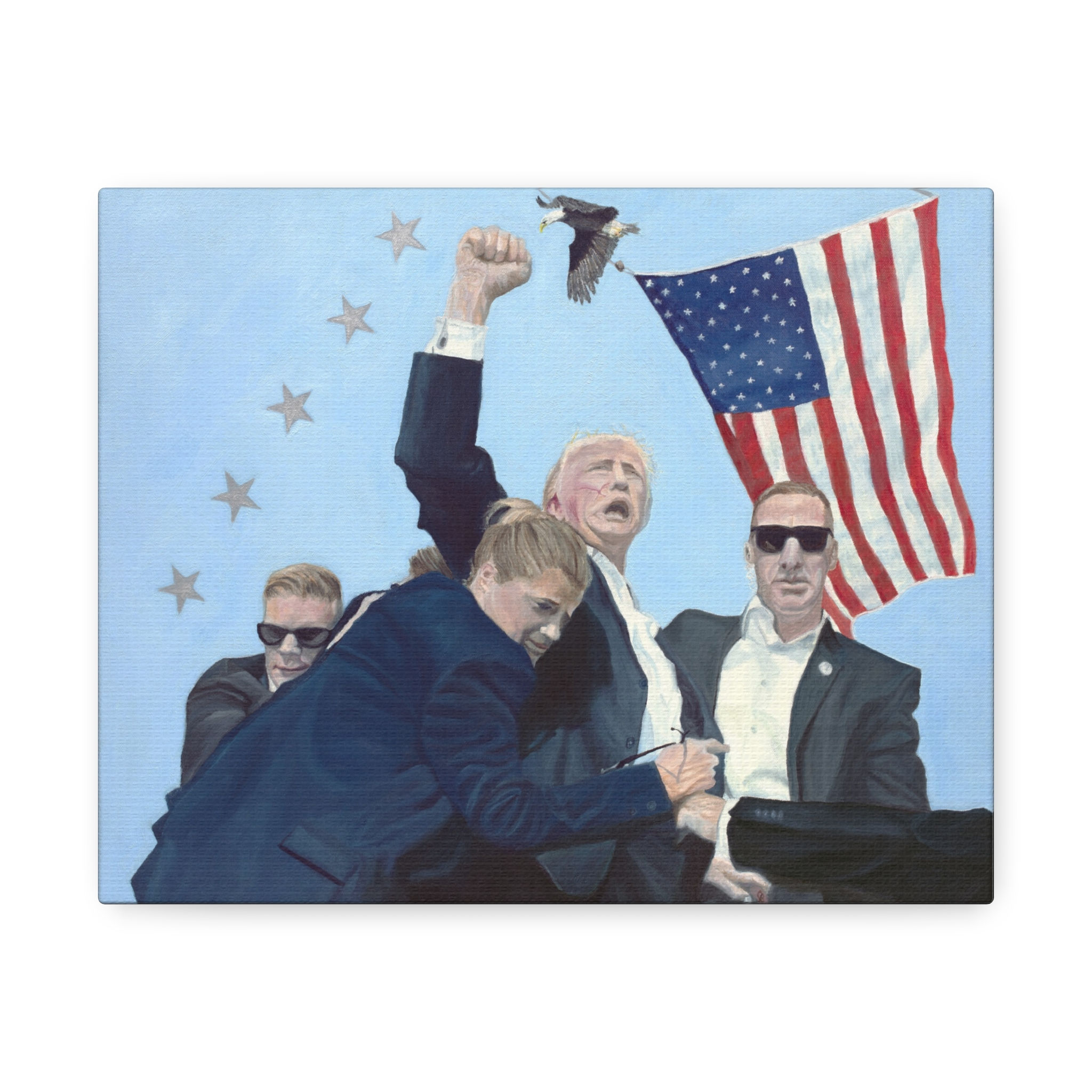 President Trump Assassination Attempt Orig Painting Print, 10 x 8 