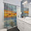 Thumbnail: Pelicans Over The Ocean Sunset Original Oil Painting Print Shower Curtain