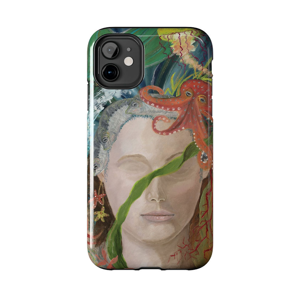 Thumbnail: Bohemian Mermaid Original Oil Painting Print On A Phone Case