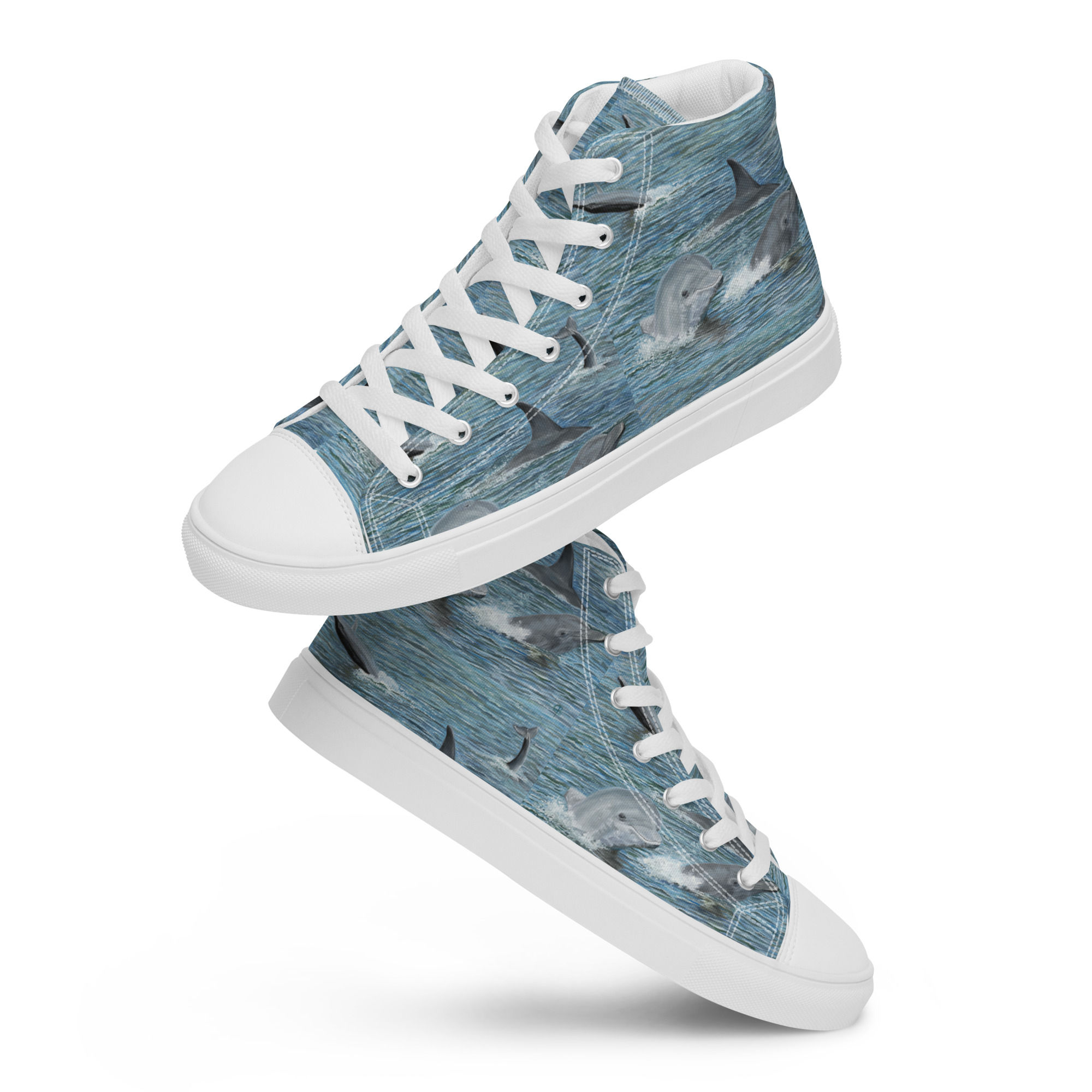 Dolphins At Play Women’s high top canvas shoes