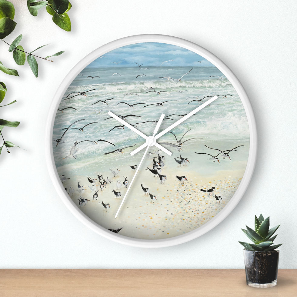Thumbnail: Birds In Flight Original Oil Painting Print Wall Clock