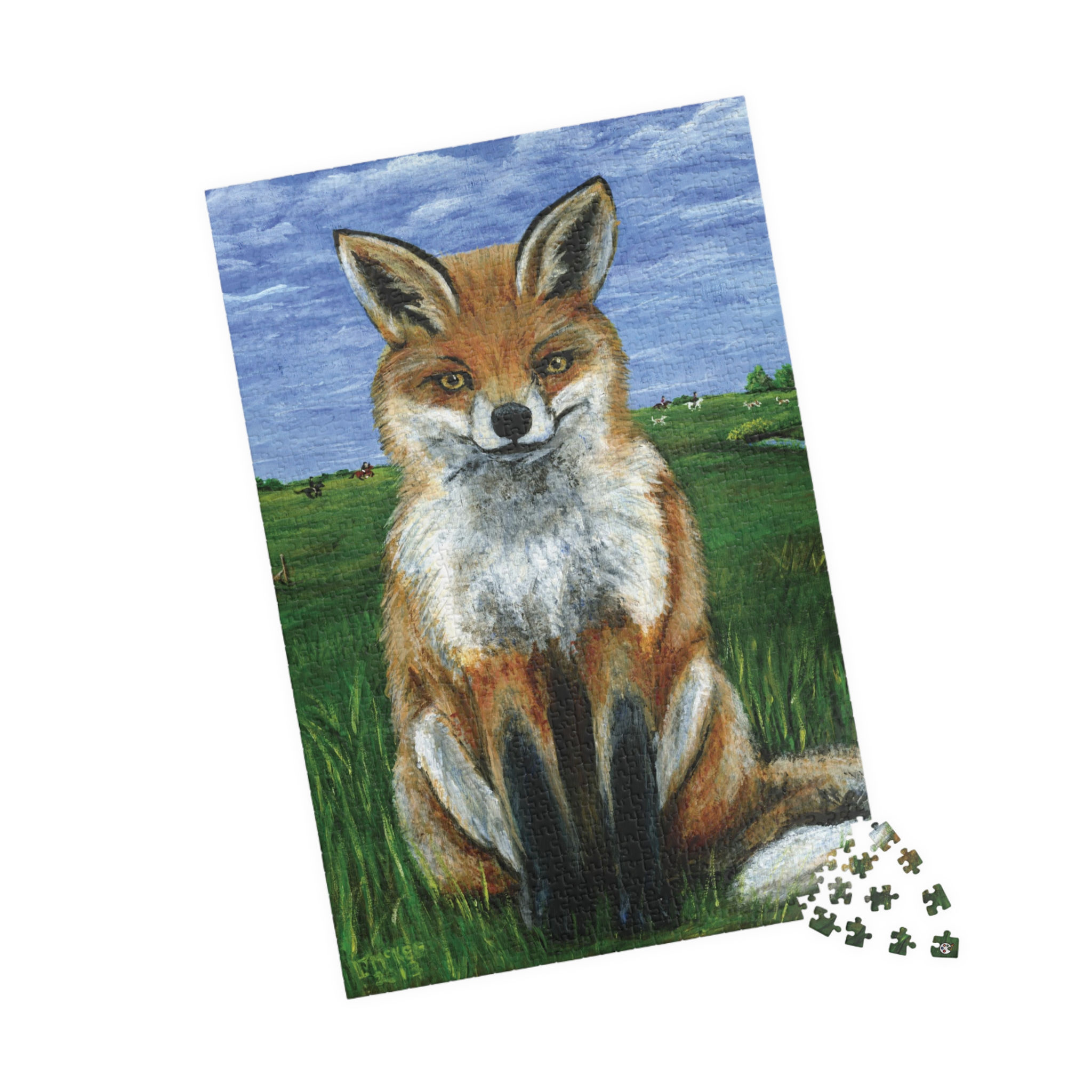 Cute Woodland Fox Orig Oil Painting Print Puzzle (110, 252, 520, 1014-piece)