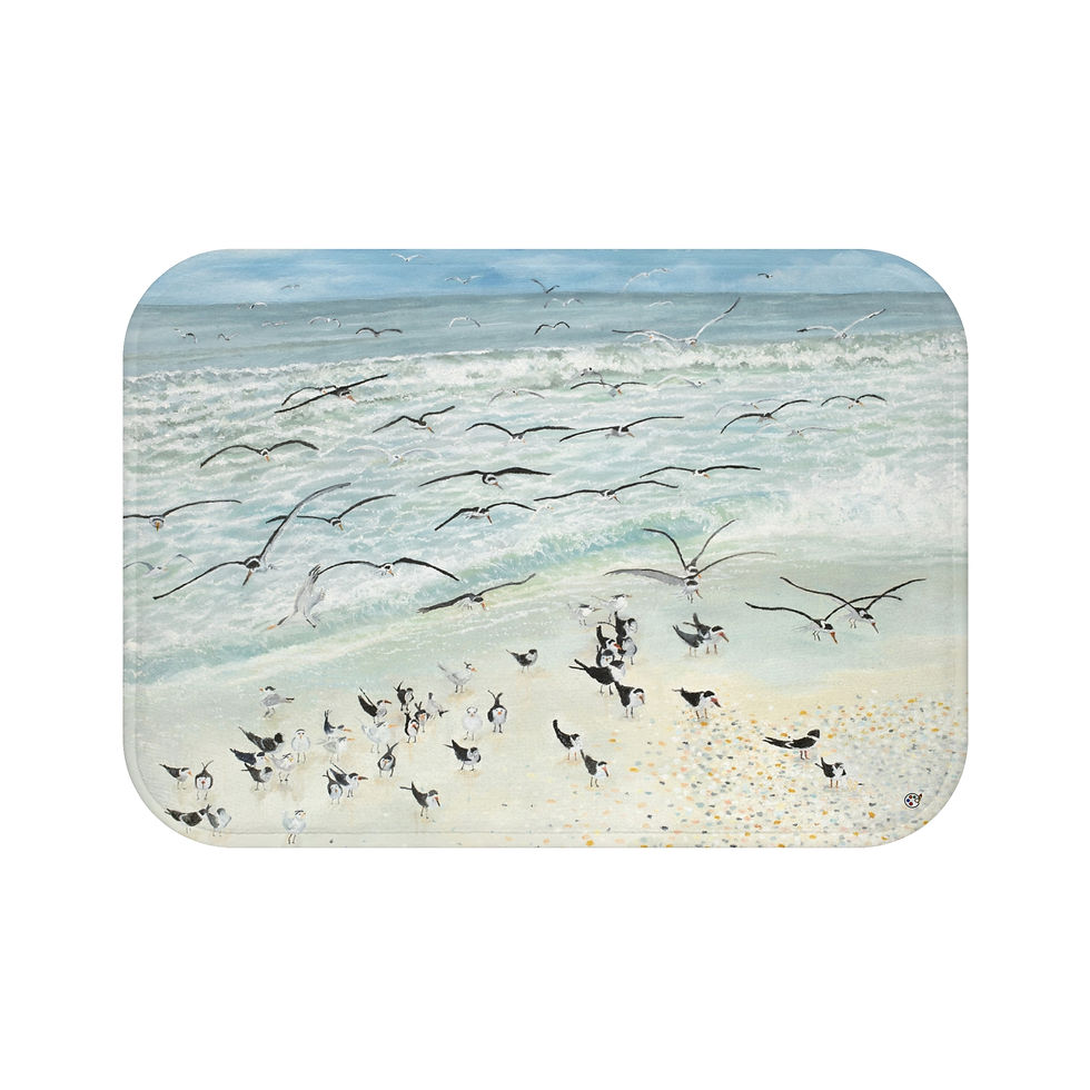 Thumbnail: Birds In Flight Original Oil Painting Print Bath Mat