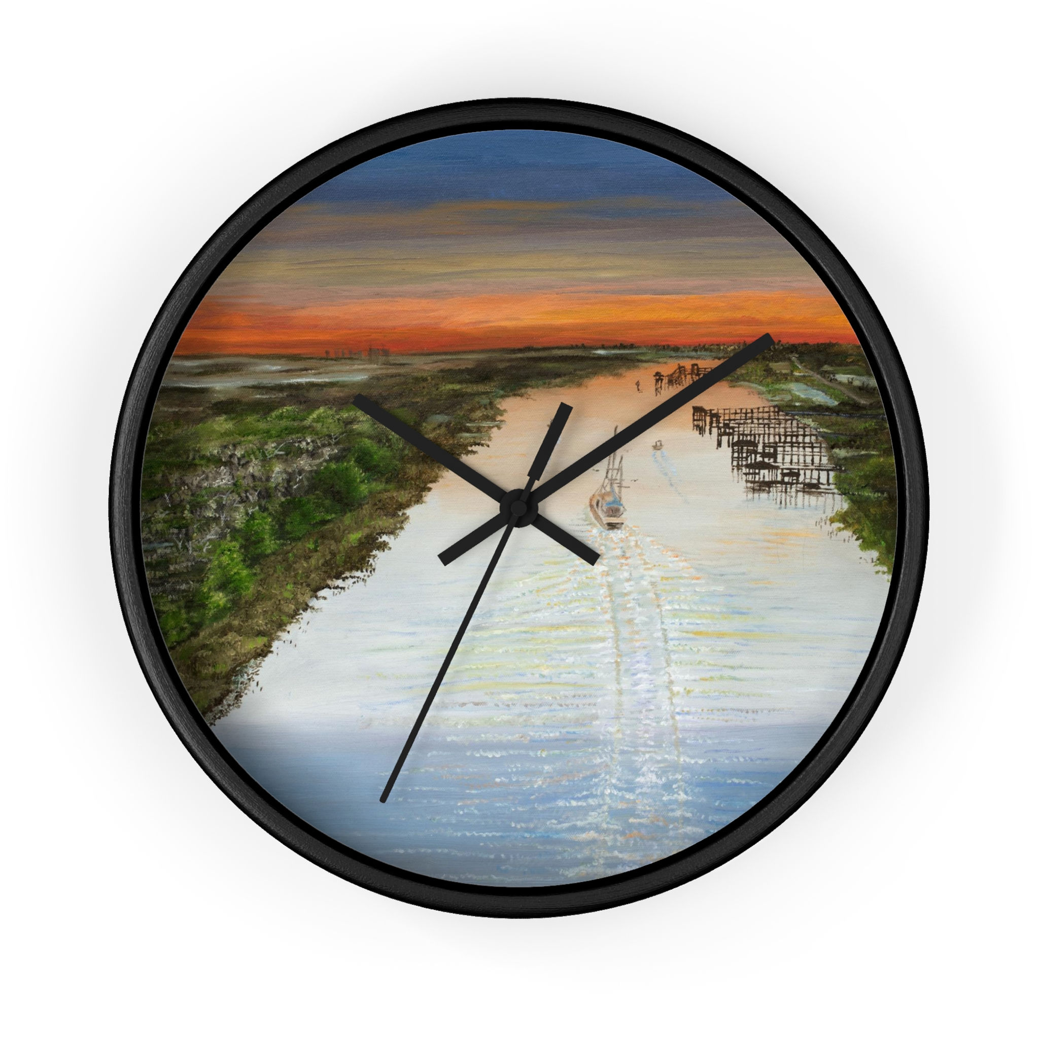 Sunset Over The Intercoastal Wall Clock