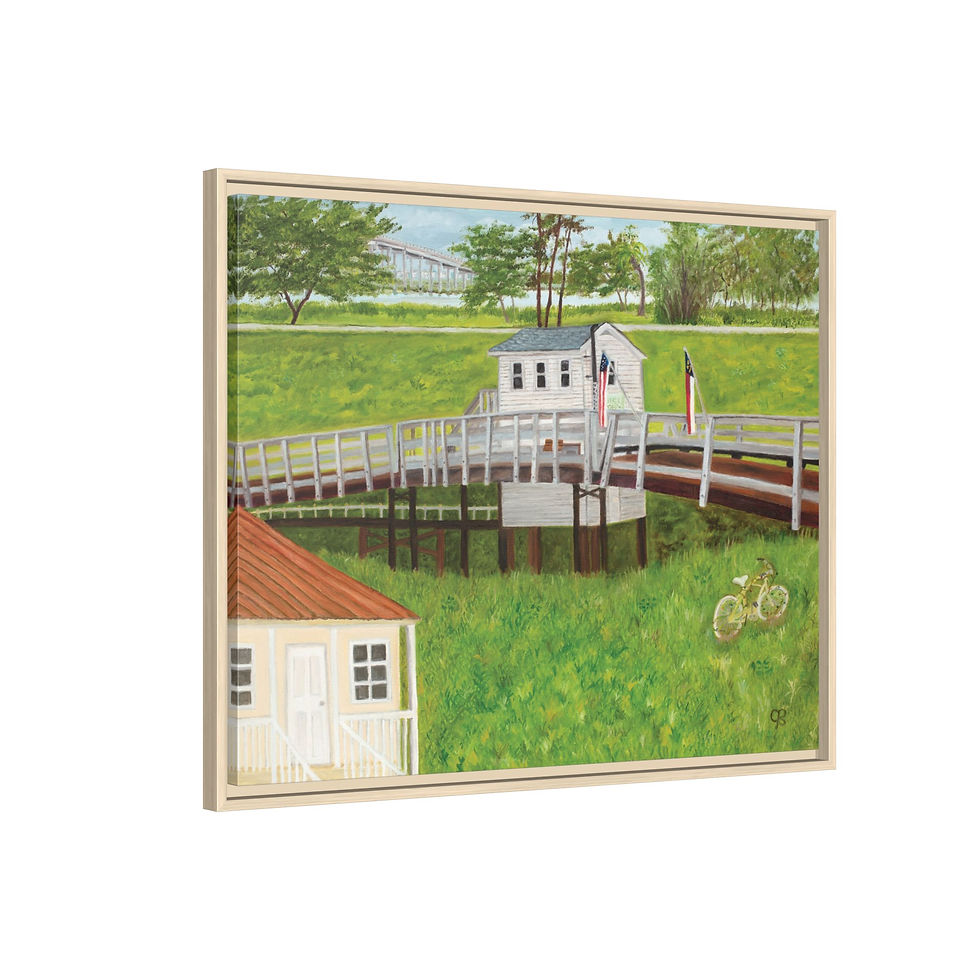 Thumbnail: The Old Floating Swinging Bridge In Sunset Beach Oil Painting Print Framed