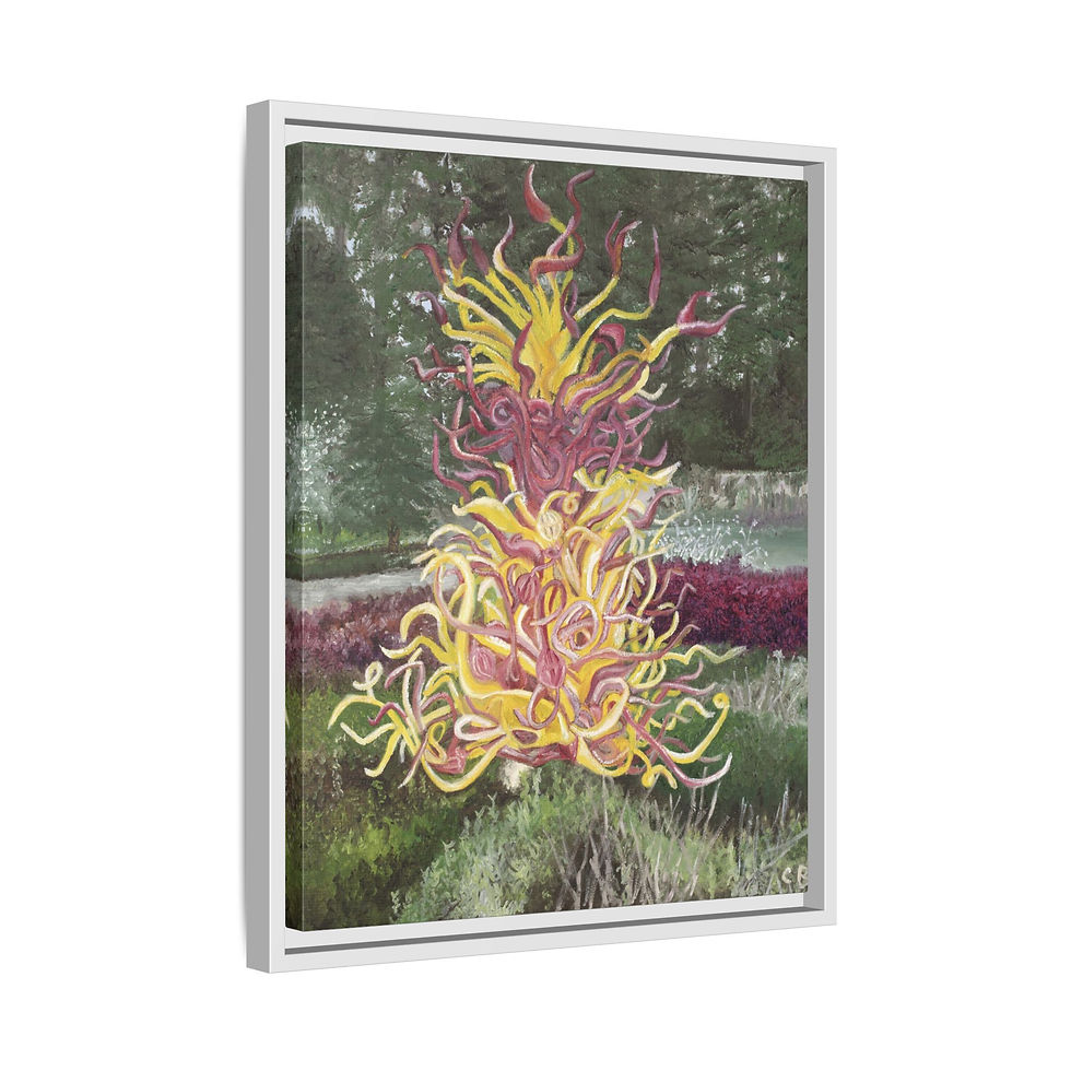 Thumbnail: Framed Passion Tree Chihuly Inspired Glass Sculpture Orig Oil Painting Print