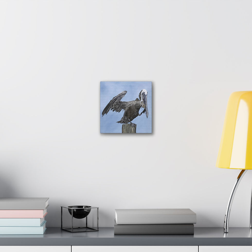 Thumbnail: Dancing Calabash Pelican Original Oil Painting Print, 0.75"