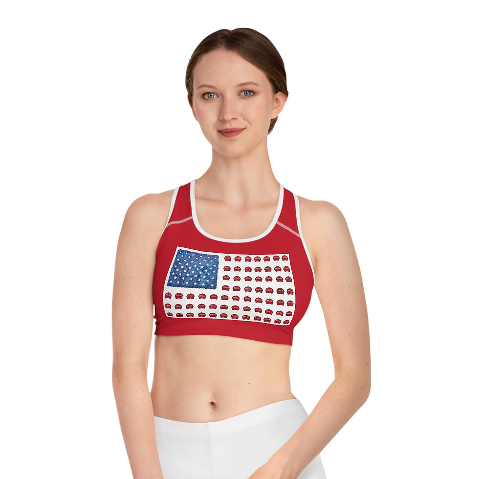 Thumbnail: MAGA Hat Flag Sports Bra (AOP)