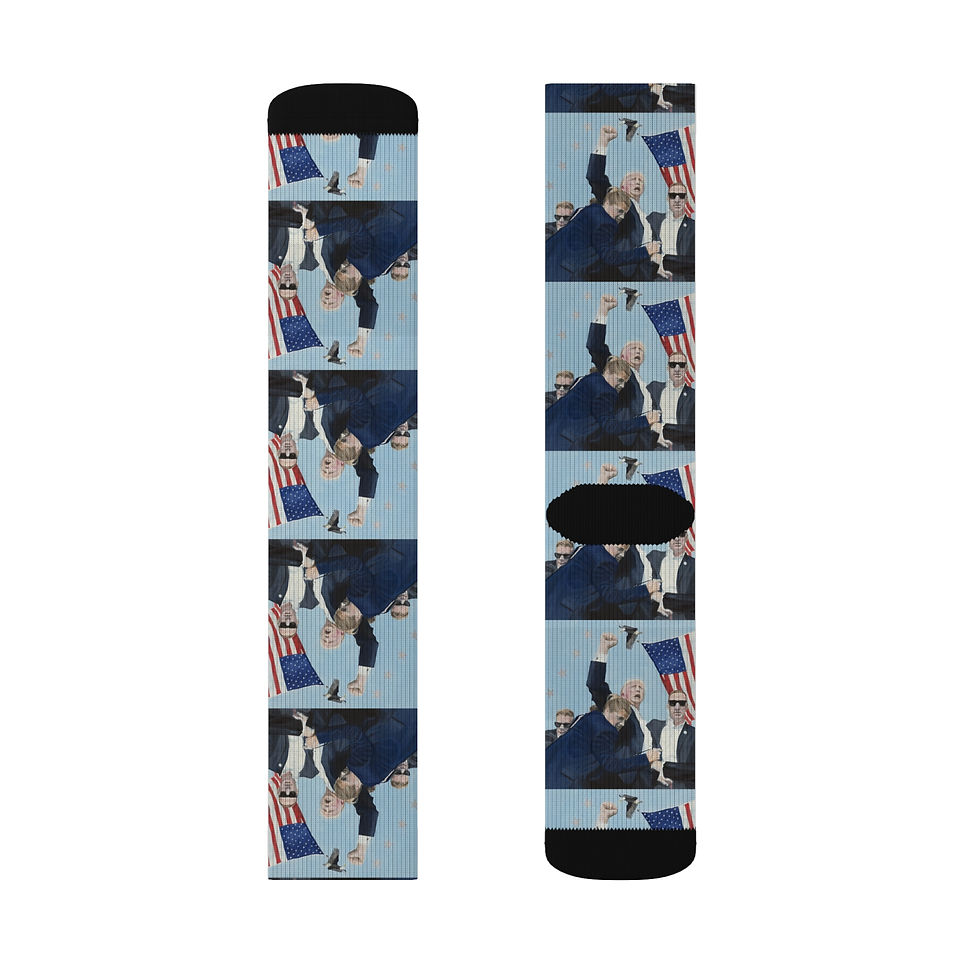 Thumbnail: President Trump Assassination Attempt Orig Painting Print Sublimation Socks