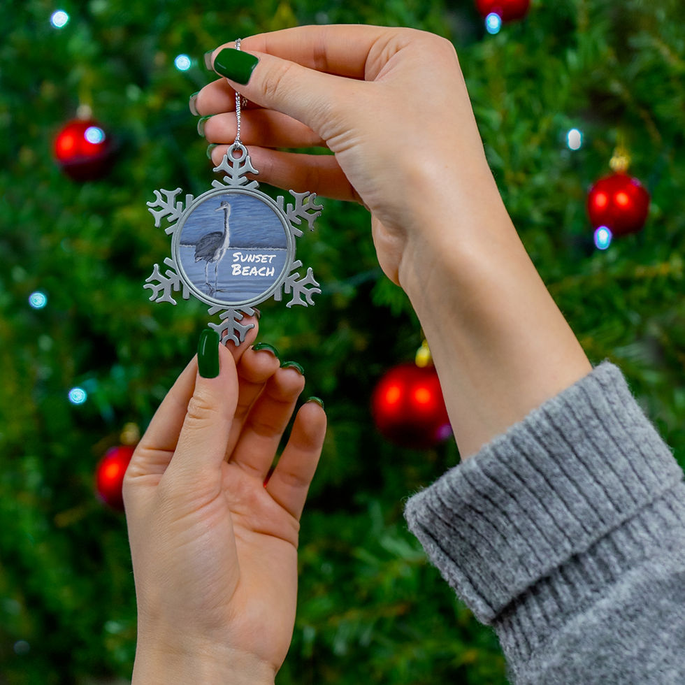 Thumbnail: Coastal Beach Bird Heron Audubon Seabird By Ocean On A Pewter Snowflake Ornament