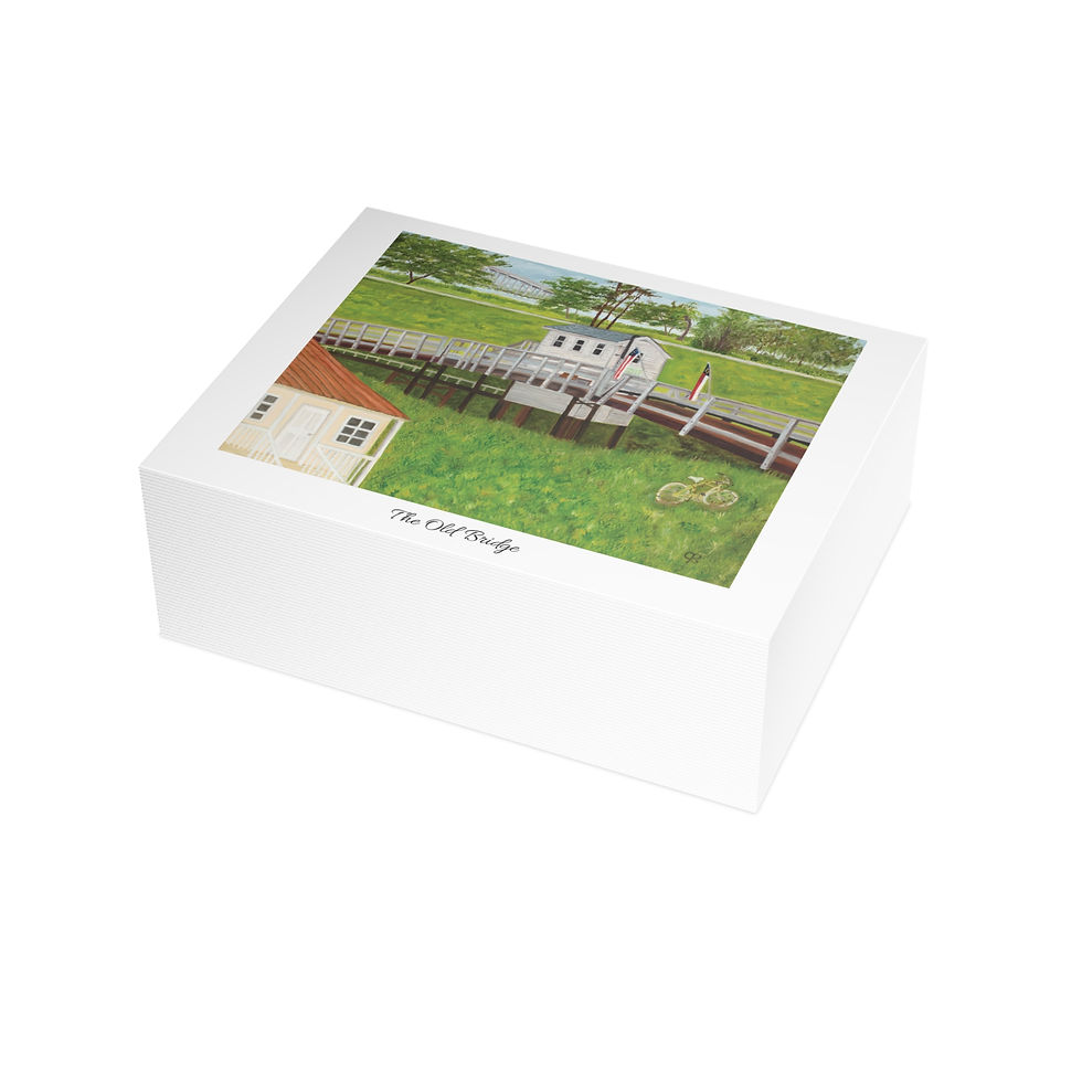Thumbnail: The Old Floating Swinging Bridge Sunset Beach Greeting Cards (10, 30, and 50pcs)