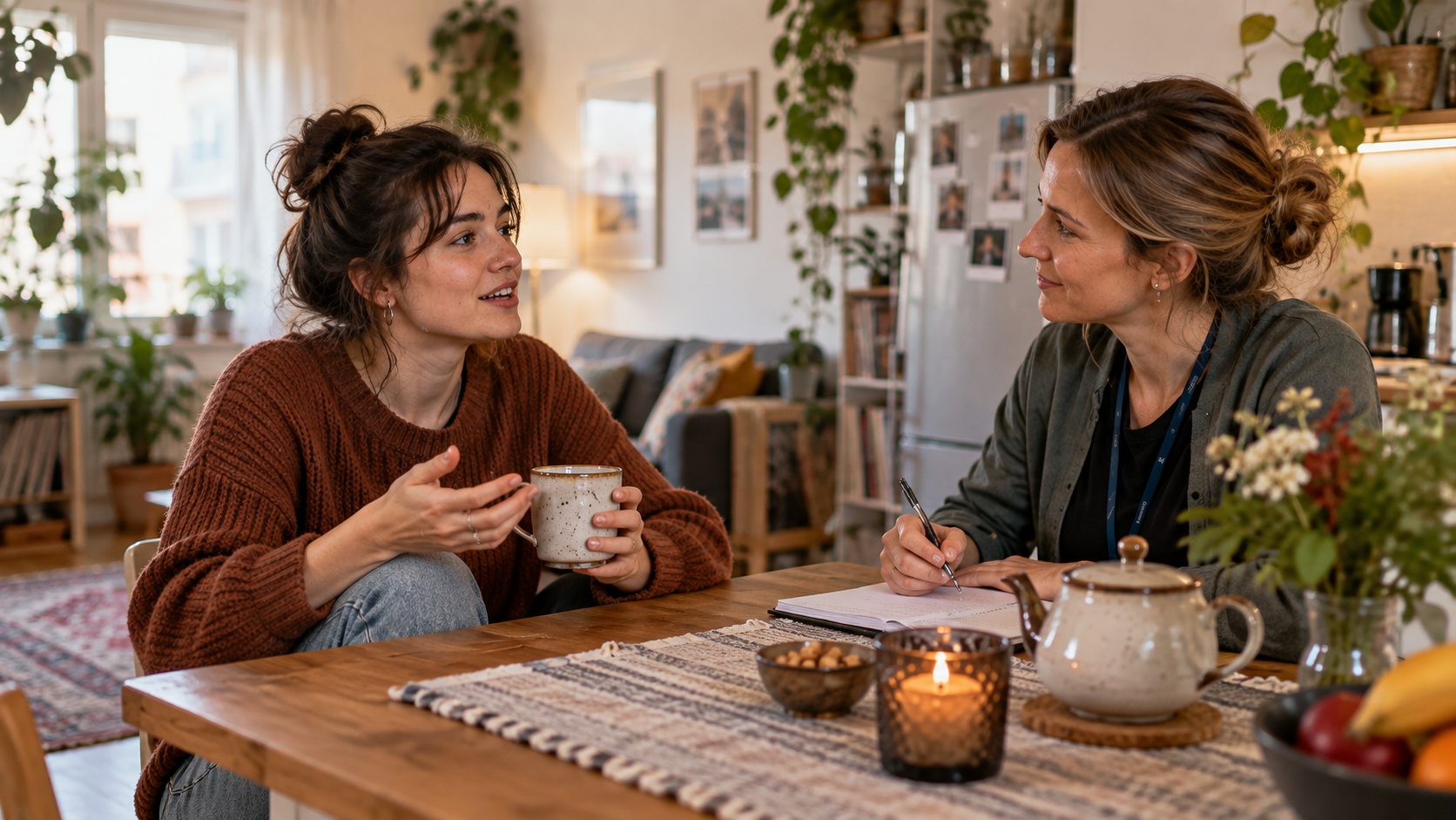 Therapeutische Beziehung und vertrauensvolles Gespräch bei einem psychiatrischen Spitex-Besuch