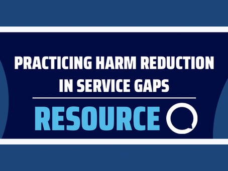 Image Titled: Blog header image with the title ‘Practising Harm Reduction in Service Gaps - Resource'.