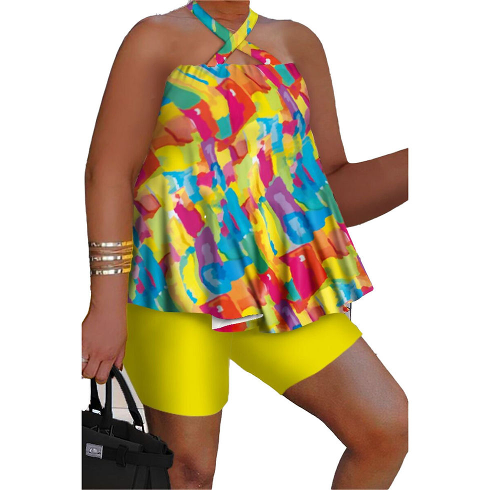 Thumbnail: 2 PIECE SHORT SET FOR WOMEN TANK TOP AND SHORTS Multiple Colors Plus Sizes