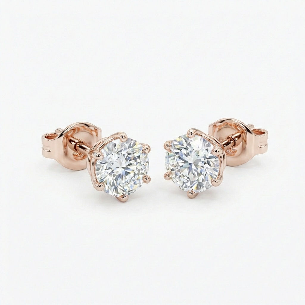 עגילי זרקון-רוז גולד