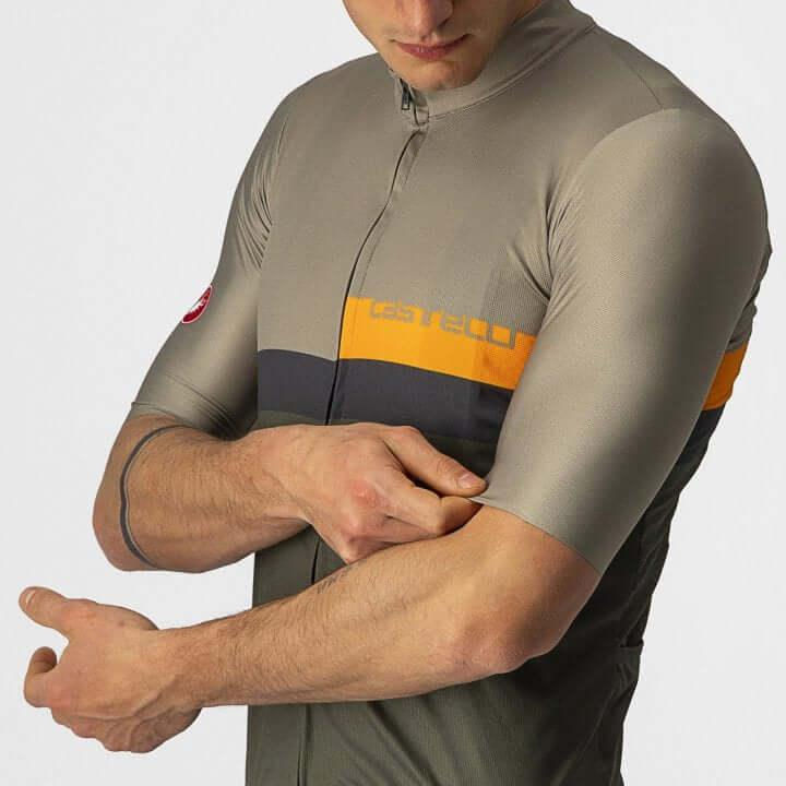 Thumbnail: CASTELLI A BLOCCO MENS CYCLING JERSEY (BARK GREEN/POP ORANGE/DARK GRAY)