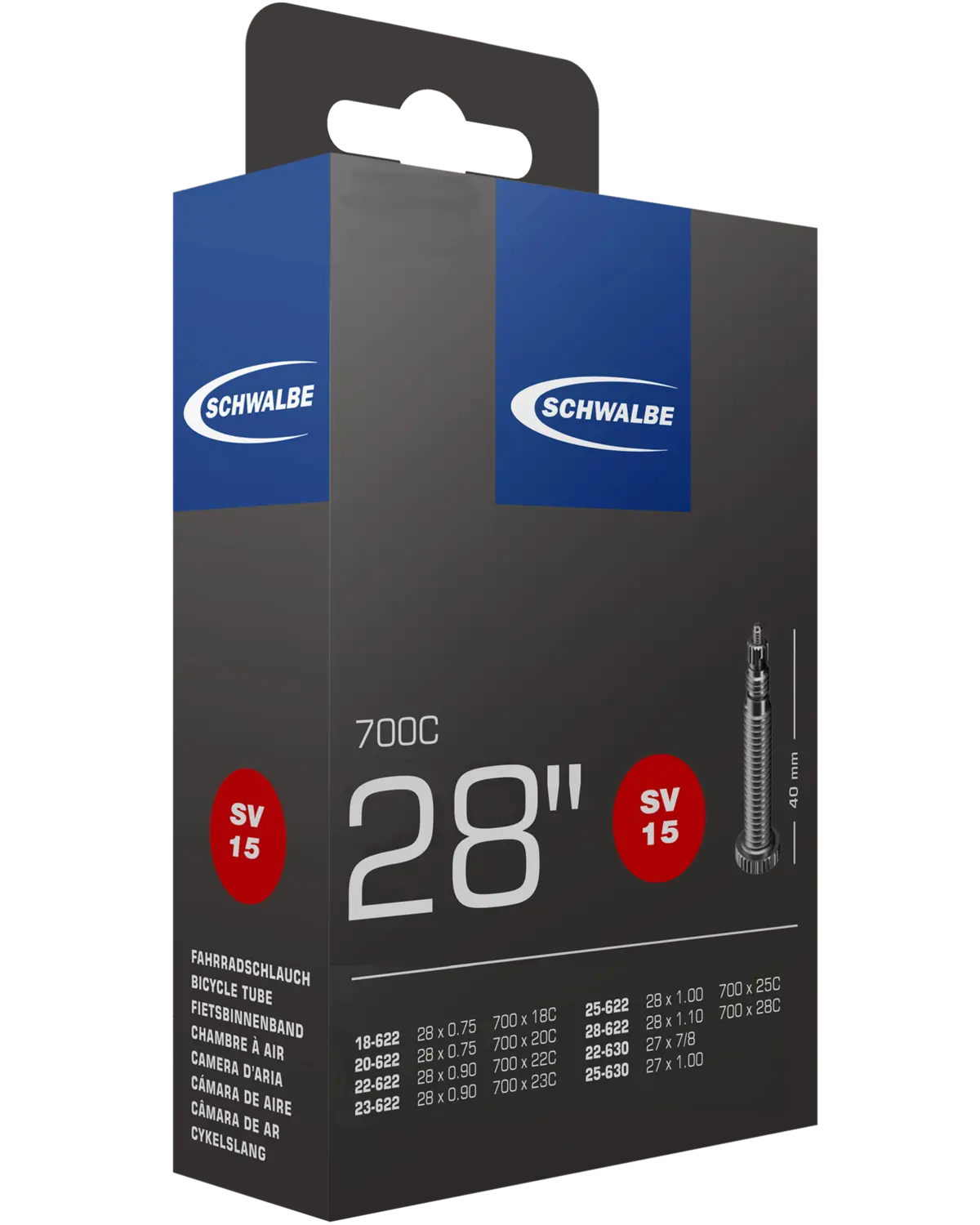 SCHWALBE SV15 ROAD TUBE 700X18-28C PRESTA VALVE