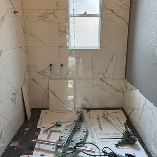 Wall tiling underway_