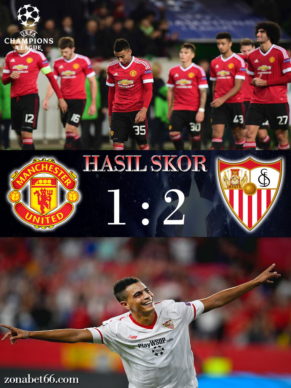 Hasil Pertandingan Champion Manchester United vs Sevilla 14 Maret