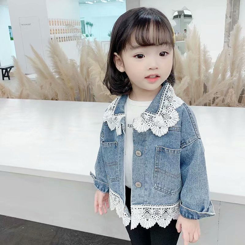 Thumbnail: Kids Denim Jackets for Girls Baby Flower Embroidery Coats Spring Autumn