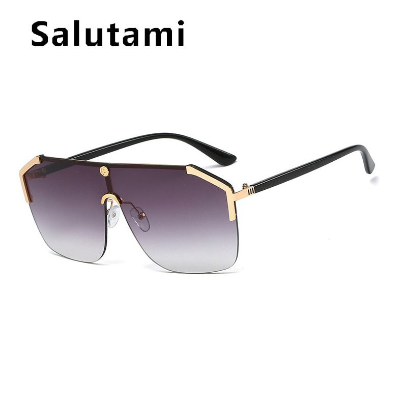 Thumbnail: Rimless Alloy One Piece Sunglasses For Women New Luxury Brand Black Green